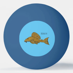 Pleco fish cartoon illustration ping pong ball