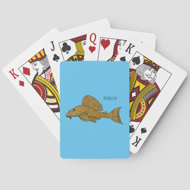 Pleco fish cartoon illustration  playing cards (Back)