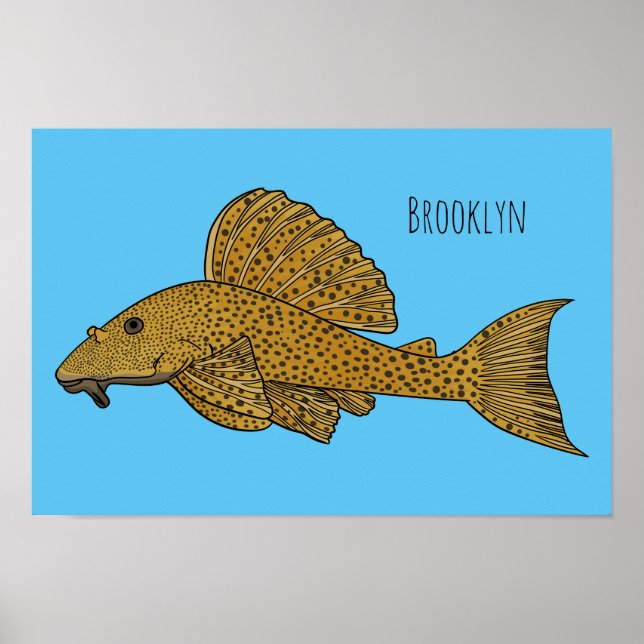 Pleco fish cartoon illustration  poster (Front)