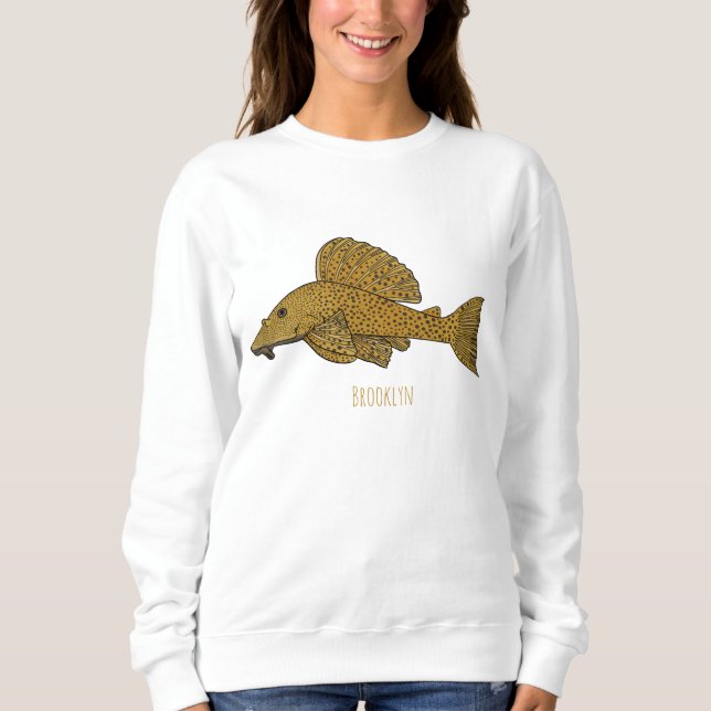 Pleco fish cartoon illustration  sweatshirt (Front)