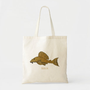 Pleco fish cartoon illustration tote bag