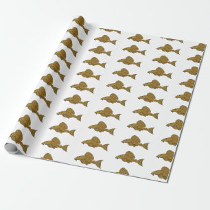 Pleco fish cartoon illustration  wrapping paper