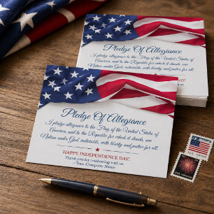 Pledge of Allegiance American Flag Company Name Postcard