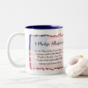 Pledge Of Allegiance And Folk Art Painted Flag Two-Tone Coffee Mug