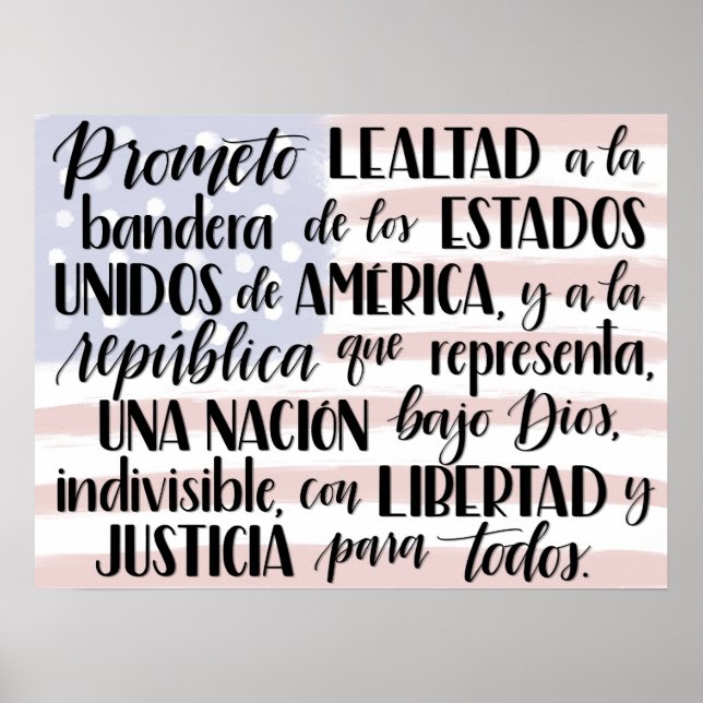 Pledge of Allegiance in Spanish Poster (Front)