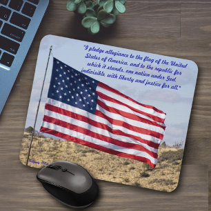 Pledge of Allegiance   Scenic American Flag Photo Mouse Pad