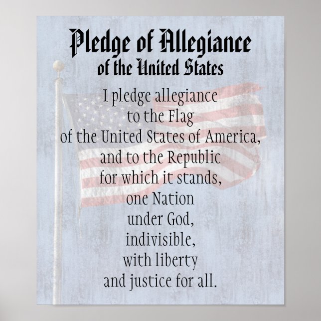 Pledge of Allegiance US Flag History Classroom Poster (Front)