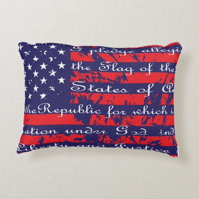 Pledge of Allegiance USA Flag Decorative Cushion (Back)