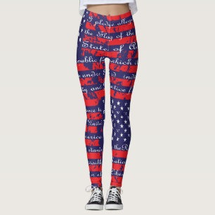 Pledge of Allegiance USA Flag Leggings
