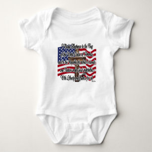 Pledge of Allegiance with US Flag and Cross Baby Bodysuit