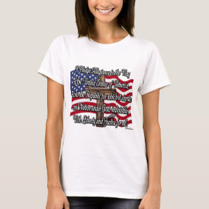 Pledge of Allegiance with US Flag and Cross T-Shirt