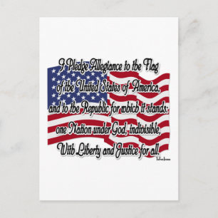 Pledge of Allegiance with US Flag Postcard