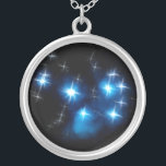 Pleiades Blue Star Cluster Silver Plated Necklace<br><div class="desc">For more like this, visit About this design: The Pleiades, or "Seven Sisters, " is a luminous star cluster located in the constellation Taurus. It is one of the nearest star clusters to the Earth and is easily visbile in the Northern Hemisphere in winter, and in the Southern Hemispehere during...</div>