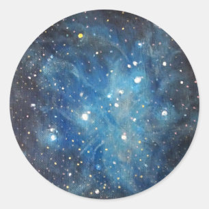 Pleiades Space Art Constellation Painting Print Classic Round Sticker
