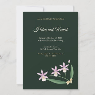 Pleione Forest Green Anniversary Dinner Invitation