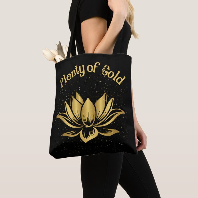 Plenty of Gold Lotus Tote Bag (Close Up)