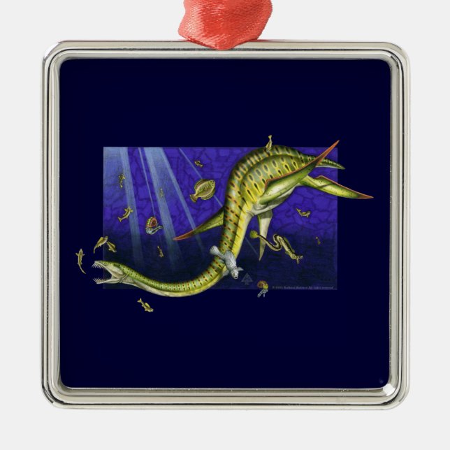 Plesiosaur Premium Square Ornament (Front)
