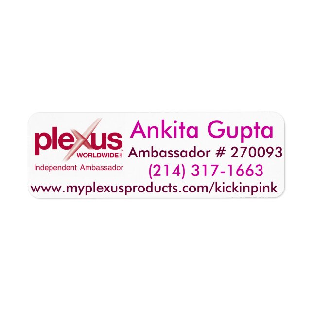 Plexus World Wide mailing Labels (Front)