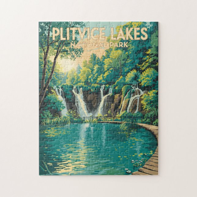 Plitvice Lakes National Park Illustration Travel Jigsaw Puzzle (Vertical)
