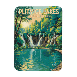 Plitvice Lakes National Park Illustration Travel Magnet