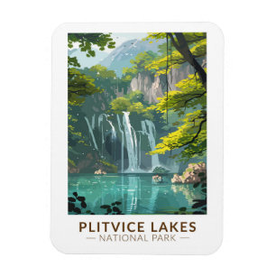 Plitvice Lakes National Park Travel Art Vintage Magnet