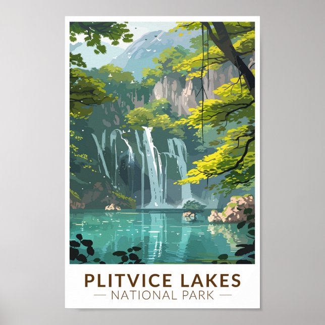 Plitvice Lakes National Park Travel Art Vintage Poster (Front)