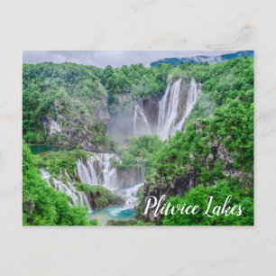 Plitvice lakes waterfall postcard