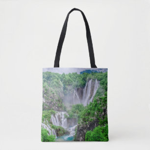 Plitvice lakes waterfall tote bag