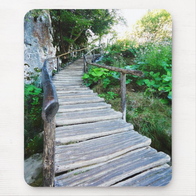 plitvice wooden path, croatia mouse pad (Front)