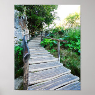 plitvice wooden path, croatia poster