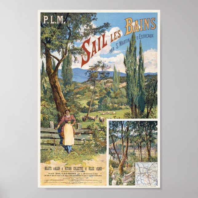 PLM Sail les Bains France Vintage Poster 1895 (Front)