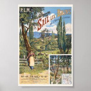 PLM Sail les Bains France Vintage Poster 1895