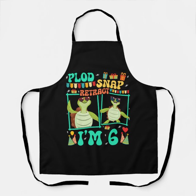 Plod Snap Retract I'm 6 Turtle Kid 6th Birthday Apron (Front)