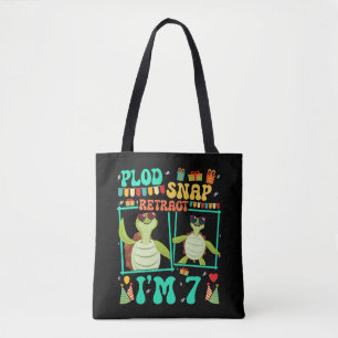 Plod Snap Retract I'm 7 Turtle Kid 7th Birthday Tote Bag