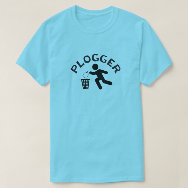 Plogger with Runner Icon Plogging T-Shirt (Design Front)