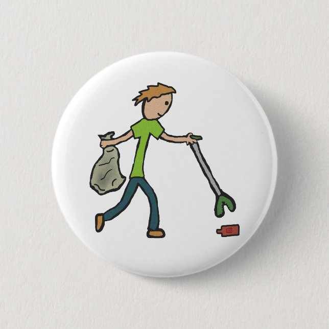 Plogging and Litter Picking 6 Cm Round Badge (Front)