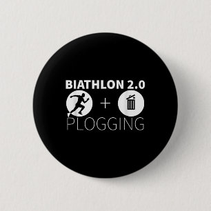 Plogging Biathlon 2.0 Jogging And Environmental Pr 6 Cm Round Badge