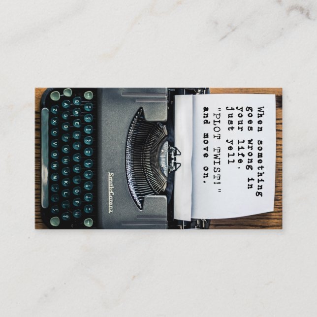 "Plot Twist" Business Card - Full Typewriter (Front)