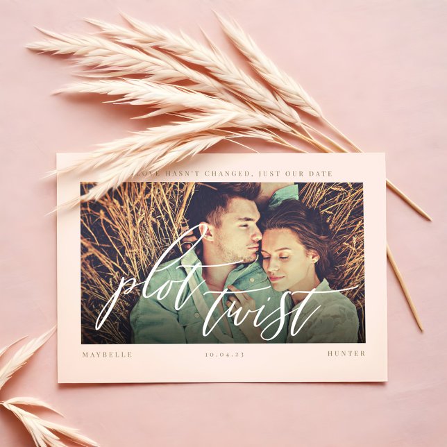 Plot Twist Modern Minimal Calligraphy & Photo Save The Date (Plot Twist Modern Minimal Calligraphy & Photo Save The Date)