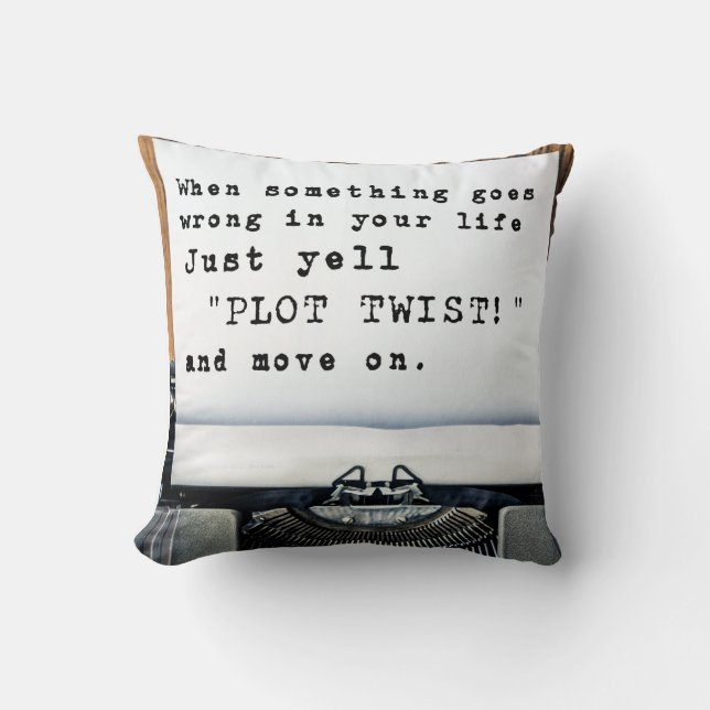 "Plot Twist" Throw Pillow (Front)