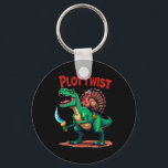 Plot Twist Turkey Riding Dinosaur T-rex Funny Than Key Ring<br><div class="desc">Plot Twist Turkey Riding Dinosaur T-rex Funny Thanksgiving</div>