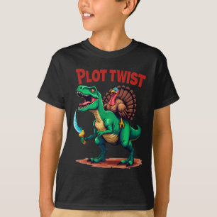 Plot Twist Turkey Riding Dinosaur T-rex Funny Than T-Shirt