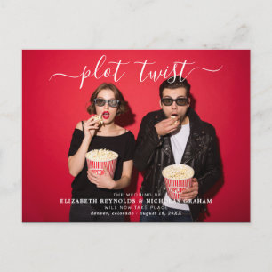 Plot Twist Wedding Reschedule Announcement Photo Postcard