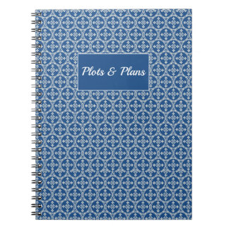 Plots and Plans blue Moroccan geometric pattern Notebook