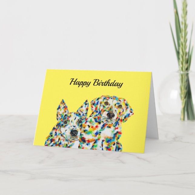 Plott Hound & Australian Shepherd Birthday Card (Front)