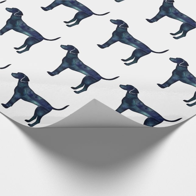Plott Hound Black Watercolor Silhouette Wrapping Paper (Corner)