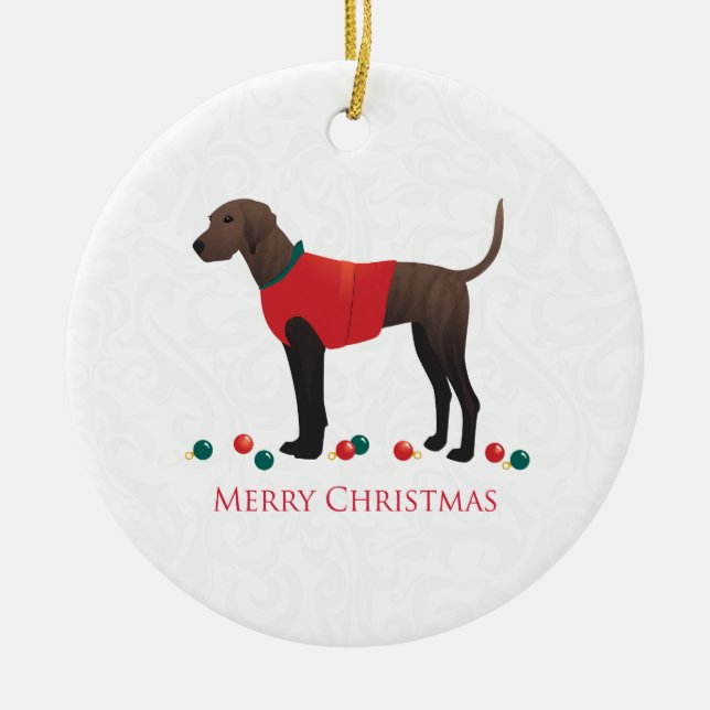 Plott Hound Christmas Ceramic Tree Decoration (Front)