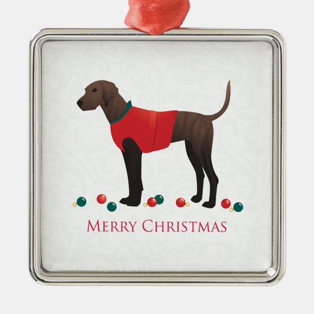 Plott Hound Christmas Metal Tree Decoration (Front)