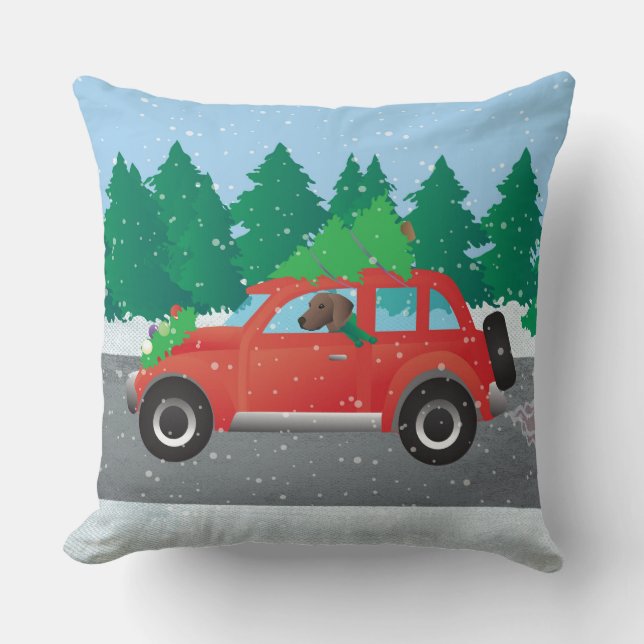 Plott Hound Dog Driving Christmas Car Cushion (Front)