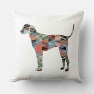 Plott Hound Geometric Pattern Silhouette Plaid Cushion